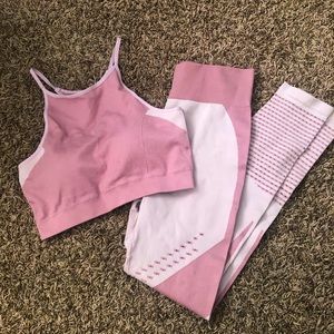 Halter sports top with matching workout leggings